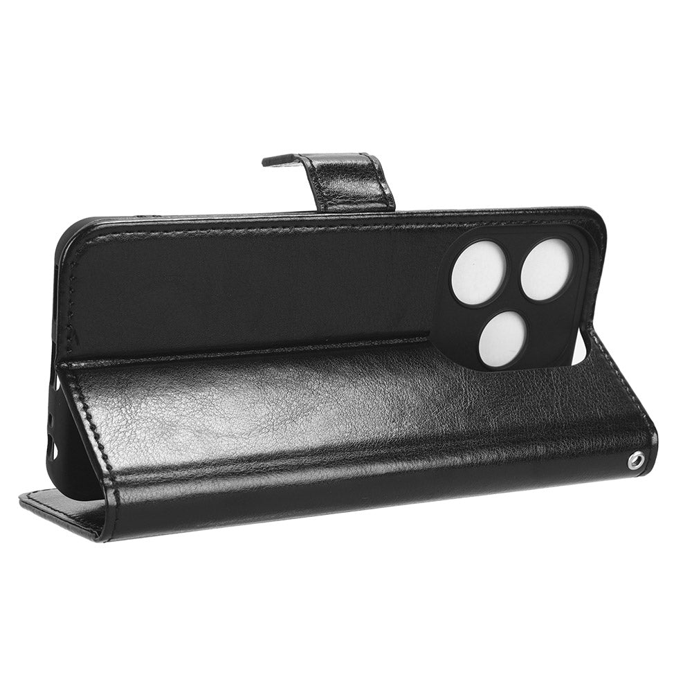 PU Leather Flip Cover for Tecno Spark 10C 4G Anti-Dorp Wallet Case Crazy Horse Texture Stand Phone Shell