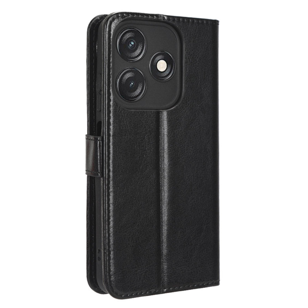 PU Leather Flip Cover for Tecno Spark 10C 4G Anti-Dorp Wallet Case Crazy Horse Texture Stand Phone Shell