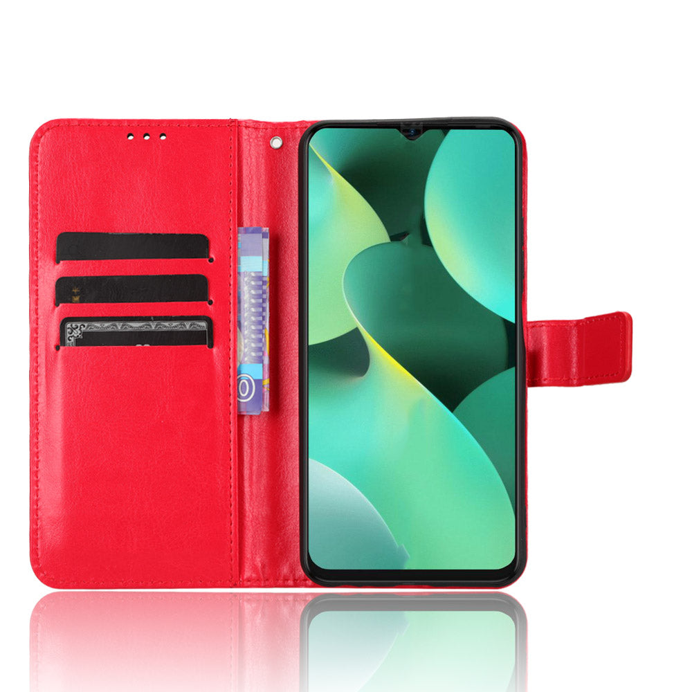 PU Leather Flip Cover for Tecno Spark 10C 4G Anti-Dorp Wallet Case Crazy Horse Texture Stand Phone Shell