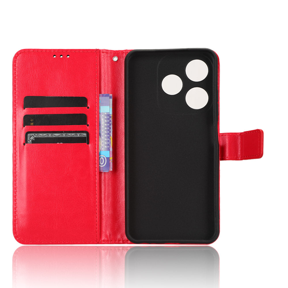 PU Leather Flip Cover for Tecno Spark 10C 4G Anti-Dorp Wallet Case Crazy Horse Texture Stand Phone Shell