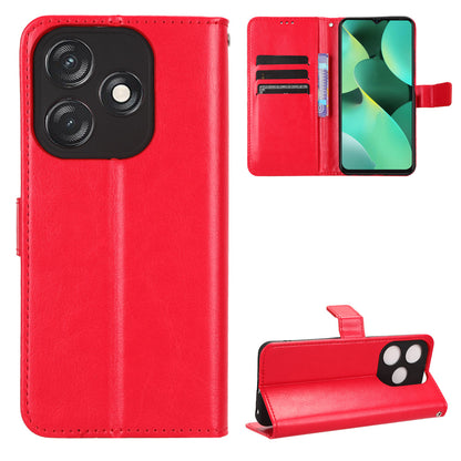 PU Leather Flip Cover for Tecno Spark 10C 4G Anti-Dorp Wallet Case Crazy Horse Texture Stand Phone Shell