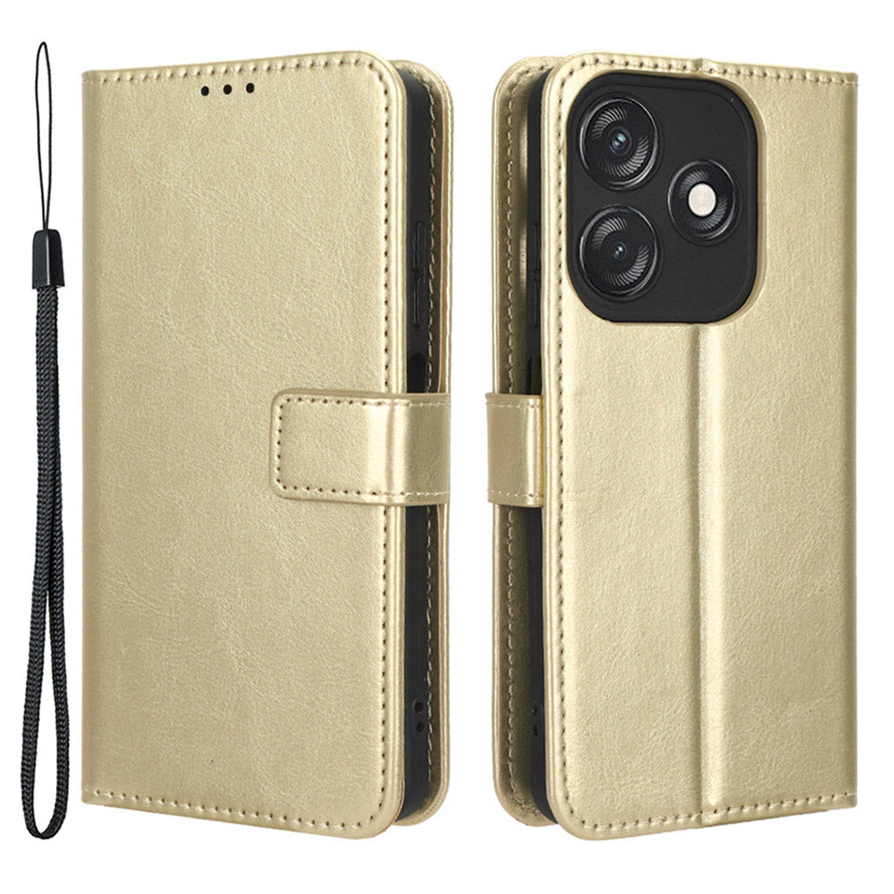 PU Leather Flip Cover for Tecno Spark 10C 4G Anti-Dorp Wallet Case Crazy Horse Texture Stand Phone Shell