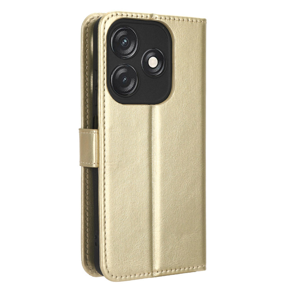 PU Leather Flip Cover for Tecno Spark 10C 4G Anti-Dorp Wallet Case Crazy Horse Texture Stand Phone Shell