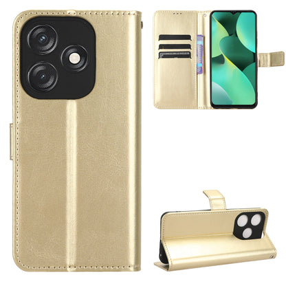 PU Leather Flip Cover for Tecno Spark 10C 4G Anti-Dorp Wallet Case Crazy Horse Texture Stand Phone Shell