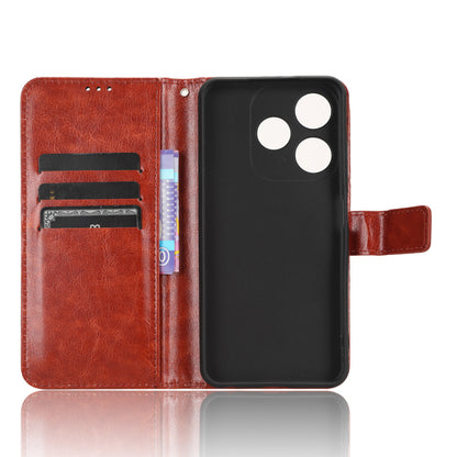 PU Leather Flip Cover for Tecno Spark 10C 4G Anti-Dorp Wallet Case Crazy Horse Texture Stand Phone Shell