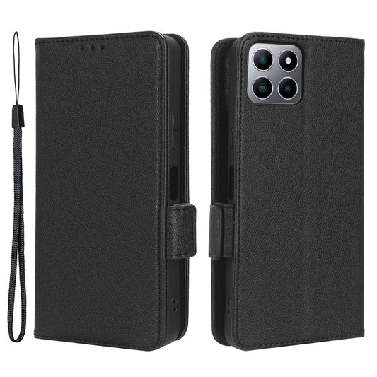 For Boost Mobile Celero 5G+ PU Leather Wallet Litchi Texture Protective Case Stand Phone Cover with Strap