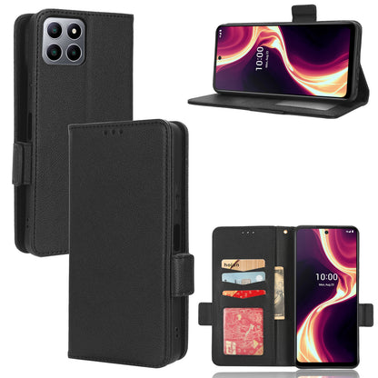 For Boost Mobile Celero 5G+ PU Leather Wallet Litchi Texture Protective Case Stand Phone Cover with Strap