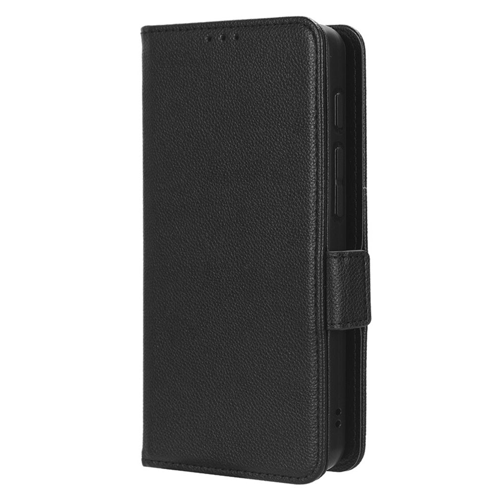 For Boost Mobile Celero 5G+ PU Leather Wallet Litchi Texture Protective Case Stand Phone Cover with Strap
