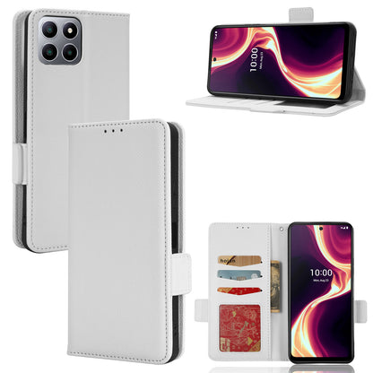 For Boost Mobile Celero 5G+ PU Leather Wallet Litchi Texture Protective Case Stand Phone Cover with Strap