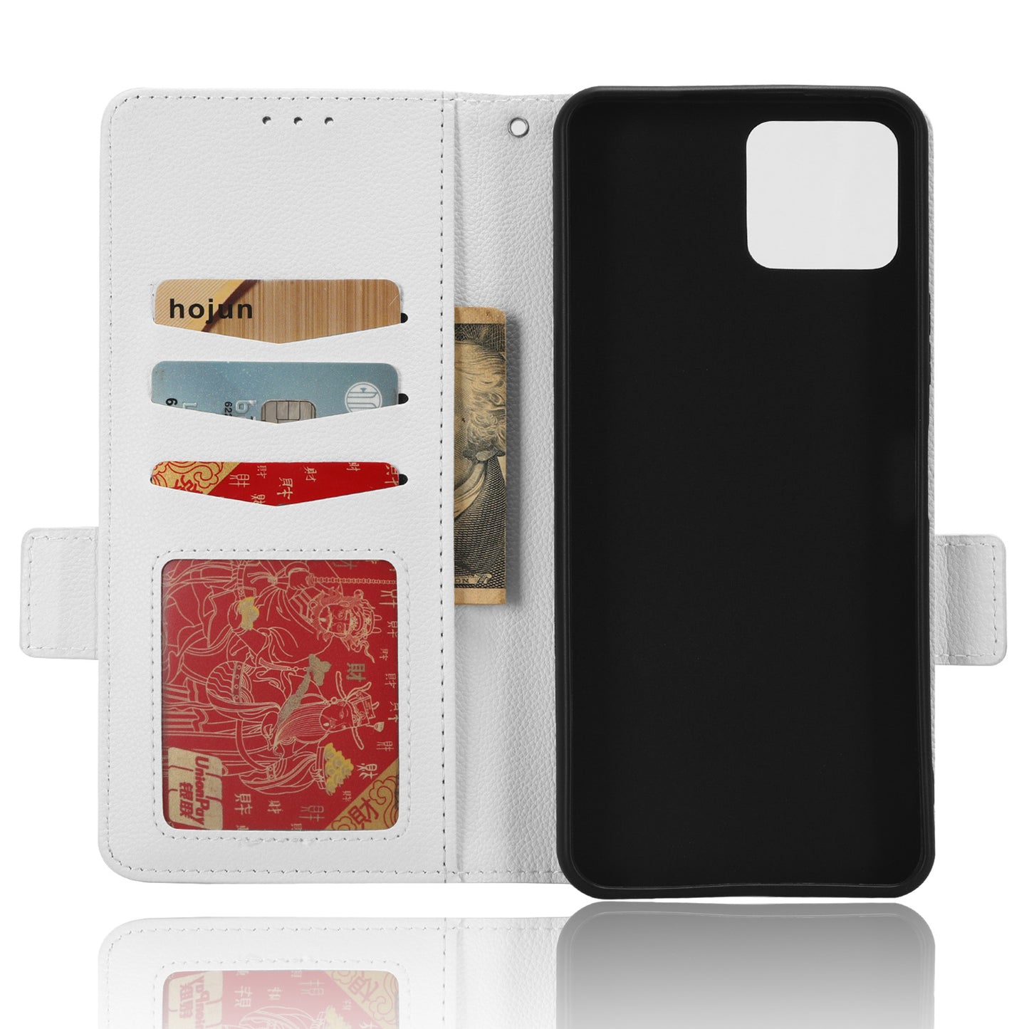 For Boost Mobile Celero 5G+ PU Leather Wallet Litchi Texture Protective Case Stand Phone Cover with Strap