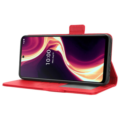 For Boost Mobile Celero 5G+ PU Leather Wallet Litchi Texture Protective Case Stand Phone Cover with Strap