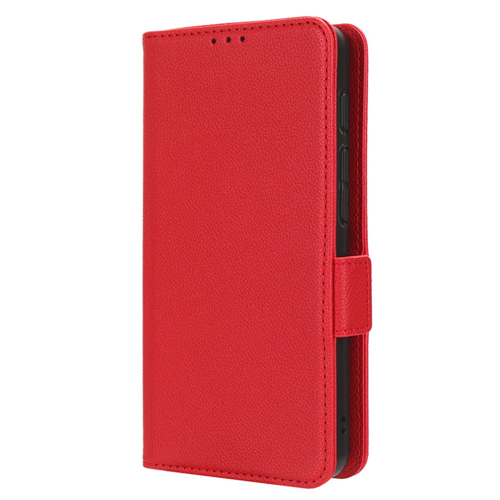 For Boost Mobile Celero 5G+ PU Leather Wallet Litchi Texture Protective Case Stand Phone Cover with Strap