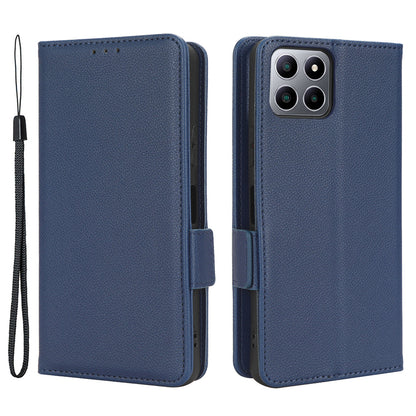 For Boost Mobile Celero 5G+ PU Leather Wallet Litchi Texture Protective Case Stand Phone Cover with Strap