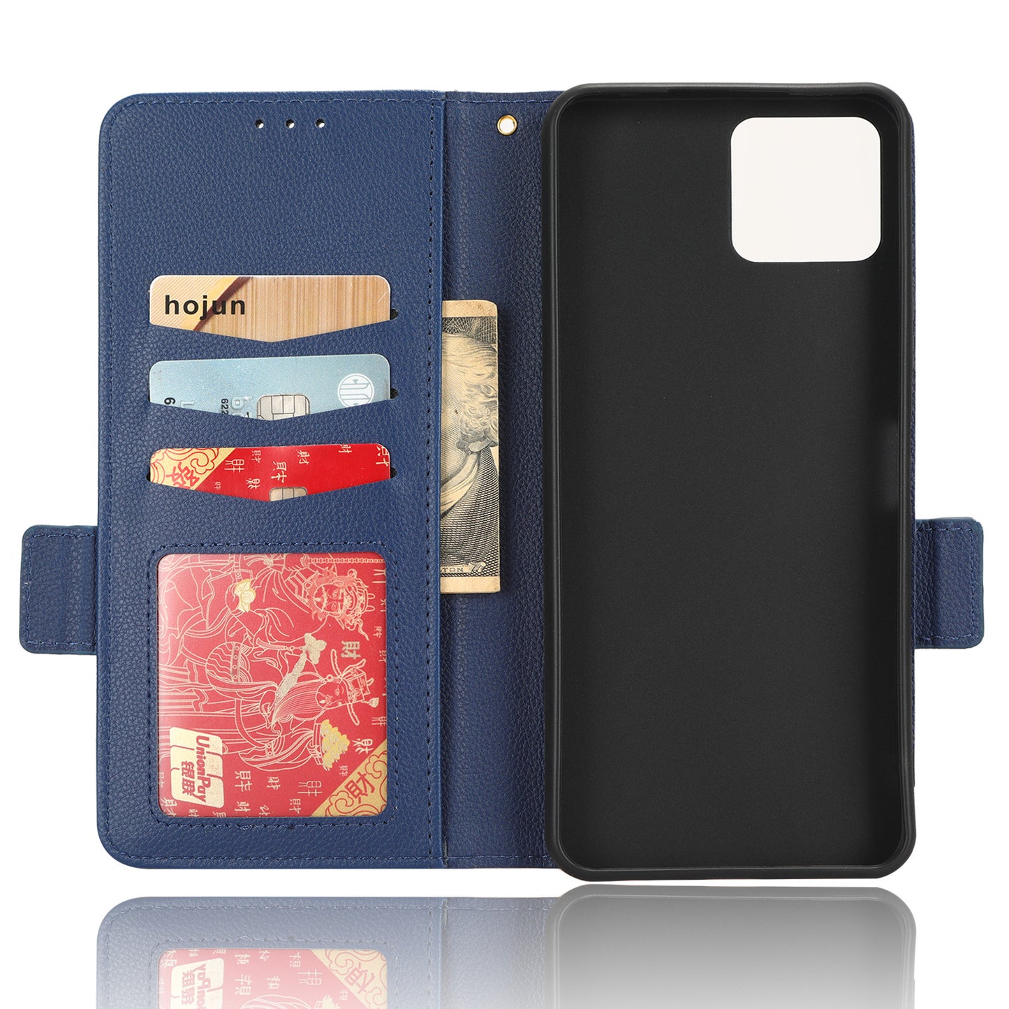 For Boost Mobile Celero 5G+ PU Leather Wallet Litchi Texture Protective Case Stand Phone Cover with Strap