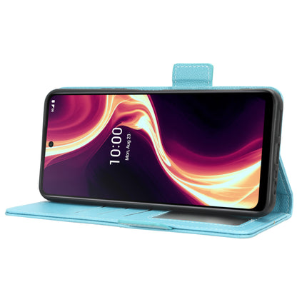 For Boost Mobile Celero 5G+ PU Leather Wallet Litchi Texture Protective Case Stand Phone Cover with Strap