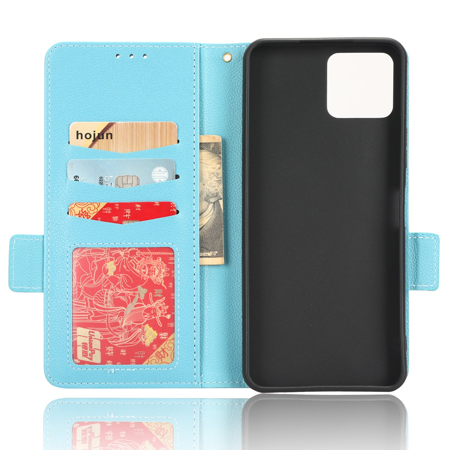 For Boost Mobile Celero 5G+ PU Leather Wallet Litchi Texture Protective Case Stand Phone Cover with Strap
