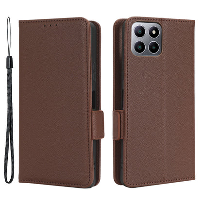 For Boost Mobile Celero 5G+ PU Leather Wallet Litchi Texture Protective Case Stand Phone Cover with Strap