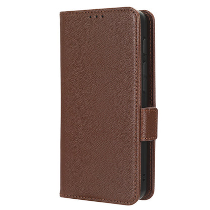 For Boost Mobile Celero 5G+ PU Leather Wallet Litchi Texture Protective Case Stand Phone Cover with Strap