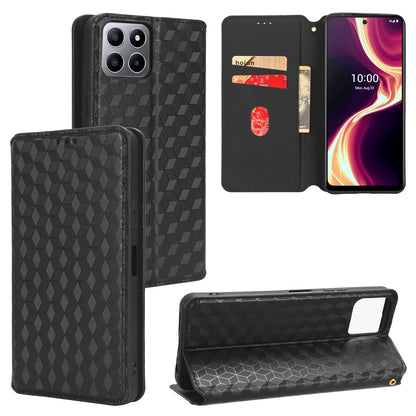 For Boost Mobile Celero 5G+ Phone Leather Case Rhombus Imprinted Cover with Stand Wallet