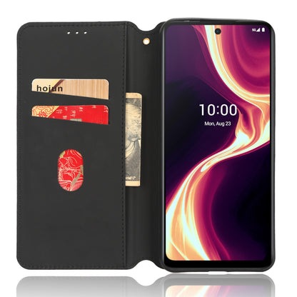 For Boost Mobile Celero 5G+ Phone Leather Case Rhombus Imprinted Cover with Stand Wallet