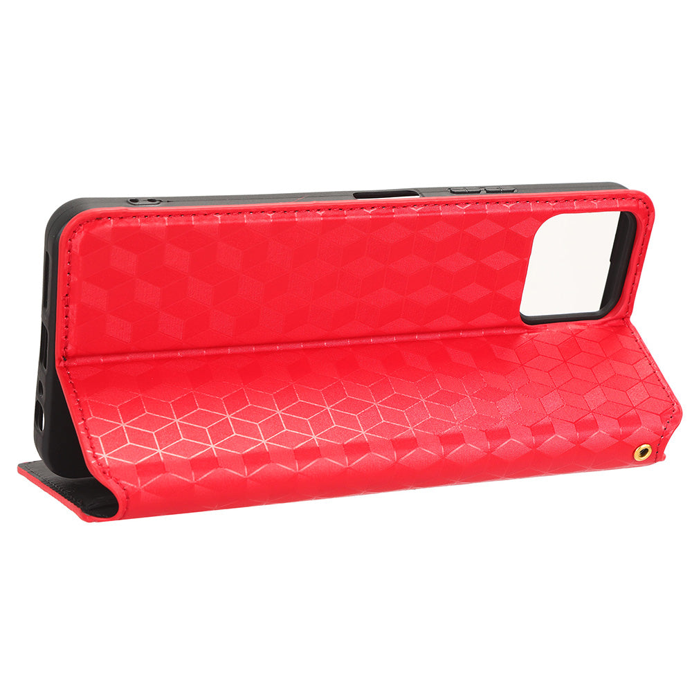 For Boost Mobile Celero 5G+ Phone Leather Case Rhombus Imprinted Cover with Stand Wallet