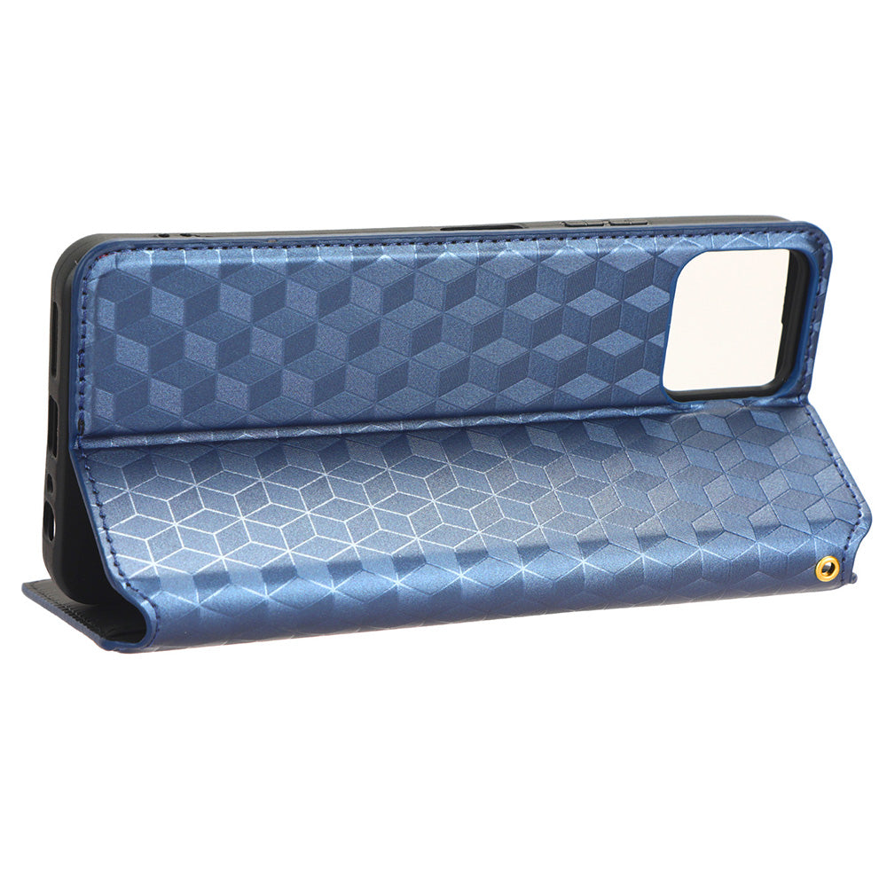 For Boost Mobile Celero 5G+ Phone Leather Case Rhombus Imprinted Cover with Stand Wallet