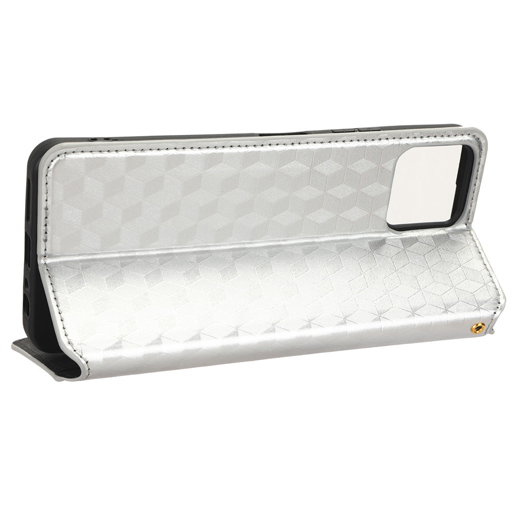 For Boost Mobile Celero 5G+ Phone Leather Case Rhombus Imprinted Cover with Stand Wallet