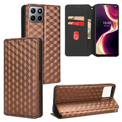 For Boost Mobile Celero 5G+ Phone Leather Case Rhombus Imprinted Cover with Stand Wallet