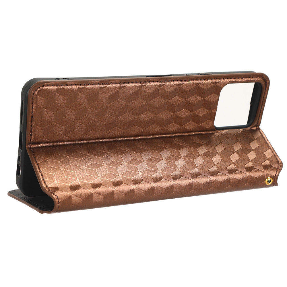 For Boost Mobile Celero 5G+ Phone Leather Case Rhombus Imprinted Cover with Stand Wallet