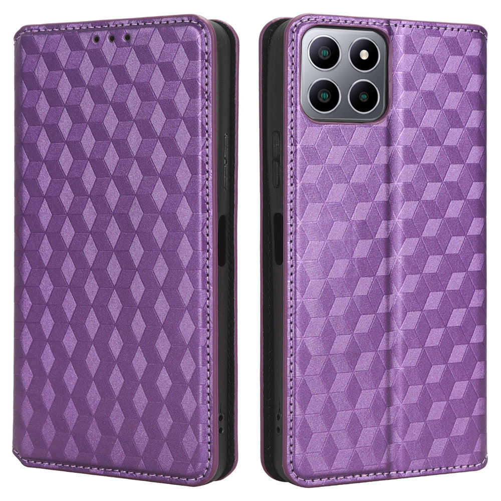 For Boost Mobile Celero 5G+ Phone Leather Case Rhombus Imprinted Cover with Stand Wallet