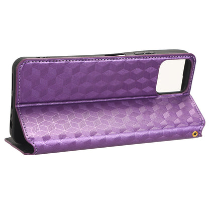 For Boost Mobile Celero 5G+ Phone Leather Case Rhombus Imprinted Cover with Stand Wallet