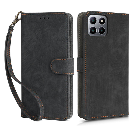 For Boost Mobile Celero 5G+ RFID Blocking Leather Case Wallet Stand Phone Cover with Strap