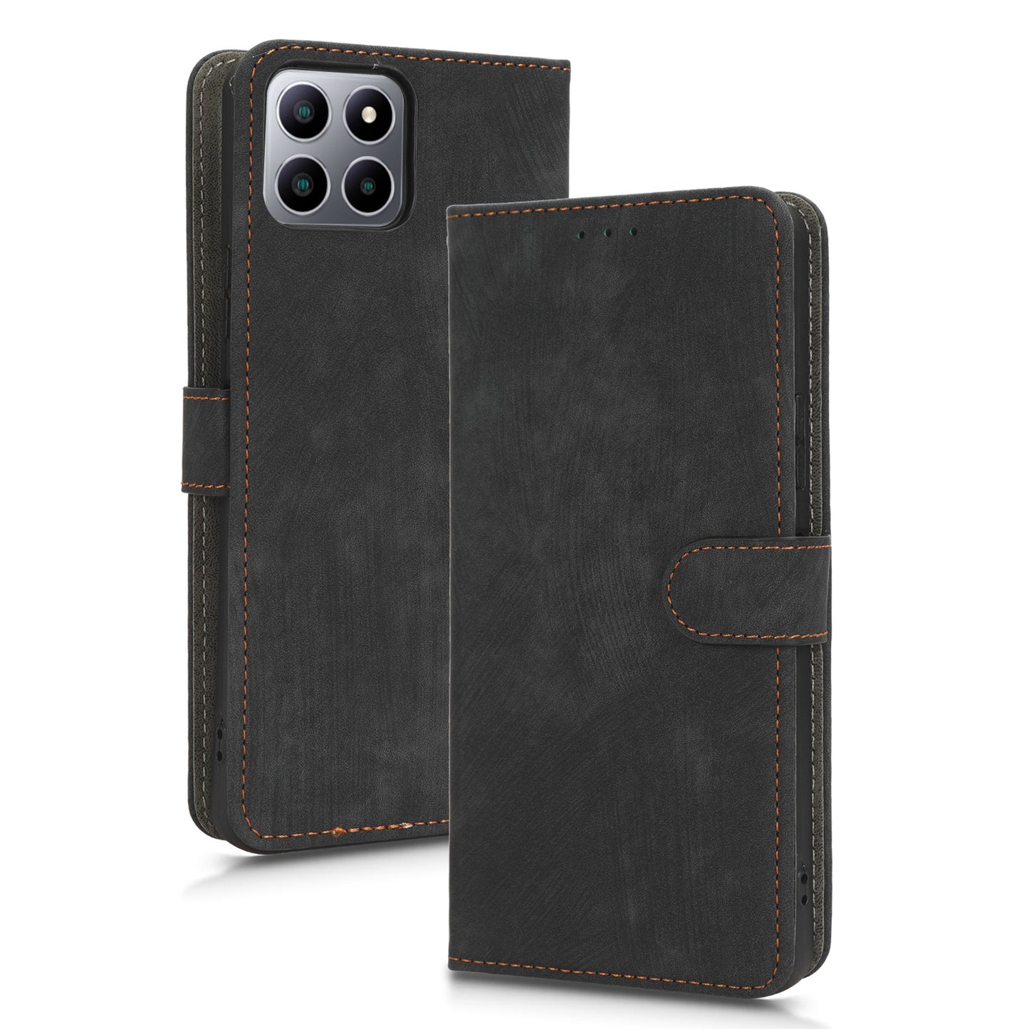 For Boost Mobile Celero 5G+ RFID Blocking Leather Case Wallet Stand Phone Cover with Strap