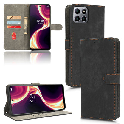 For Boost Mobile Celero 5G+ RFID Blocking Leather Case Wallet Stand Phone Cover with Strap