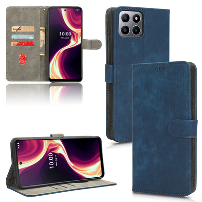 For Boost Mobile Celero 5G+ RFID Blocking Leather Case Wallet Stand Phone Cover with Strap