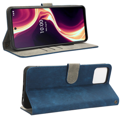 For Boost Mobile Celero 5G+ RFID Blocking Leather Case Wallet Stand Phone Cover with Strap