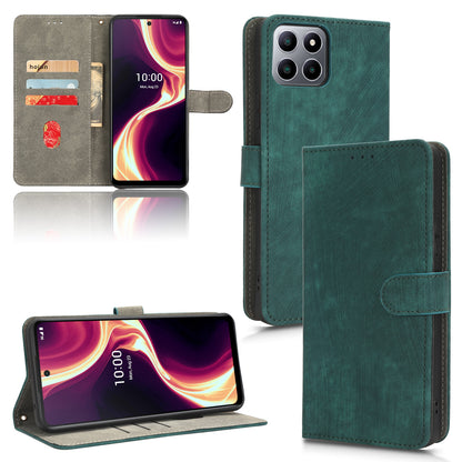 For Boost Mobile Celero 5G+ RFID Blocking Leather Case Wallet Stand Phone Cover with Strap