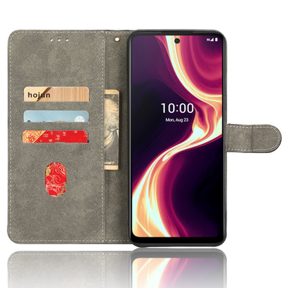 For Boost Mobile Celero 5G+ RFID Blocking Leather Case Wallet Stand Phone Cover with Strap