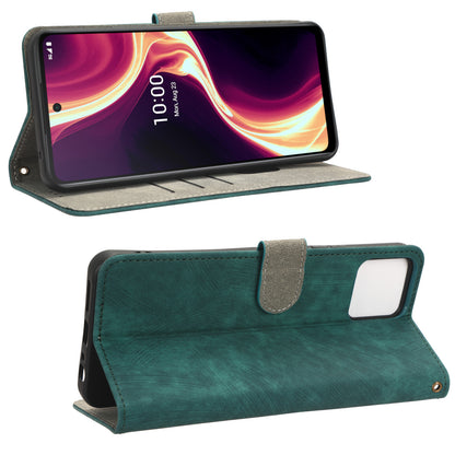 For Boost Mobile Celero 5G+ RFID Blocking Leather Case Wallet Stand Phone Cover with Strap