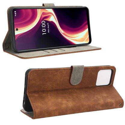 For Boost Mobile Celero 5G+ RFID Blocking Leather Case Wallet Stand Phone Cover with Strap