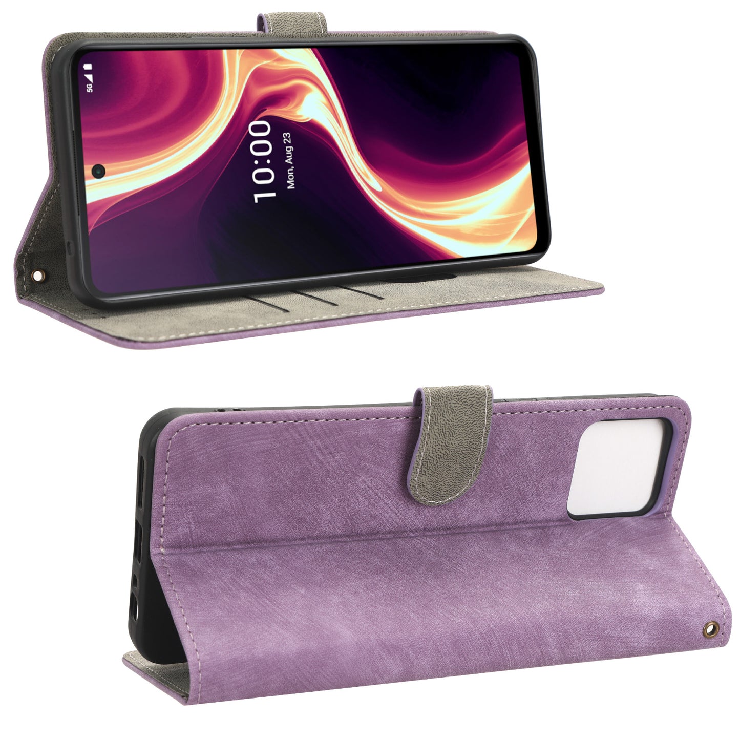 For Boost Mobile Celero 5G+ RFID Blocking Leather Case Wallet Stand Phone Cover with Strap