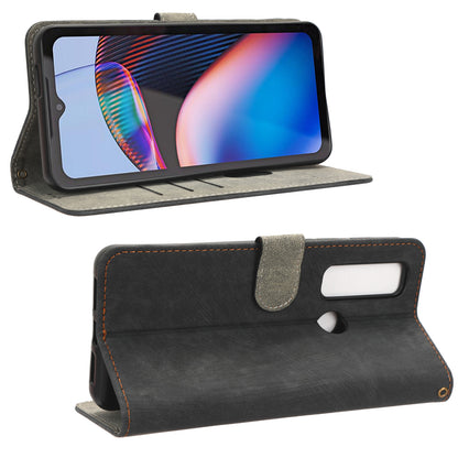 For Motorola Defy 2 5G / Cat S75 5G Phone Wallet Cover PU Leather RFID Blocking Stand Case with Strap