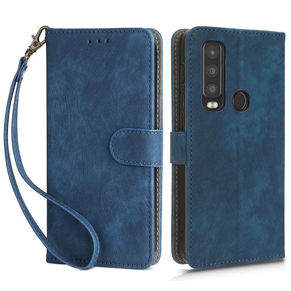 For Motorola Defy 2 5G / Cat S75 5G Phone Wallet Cover PU Leather RFID Blocking Stand Case with Strap