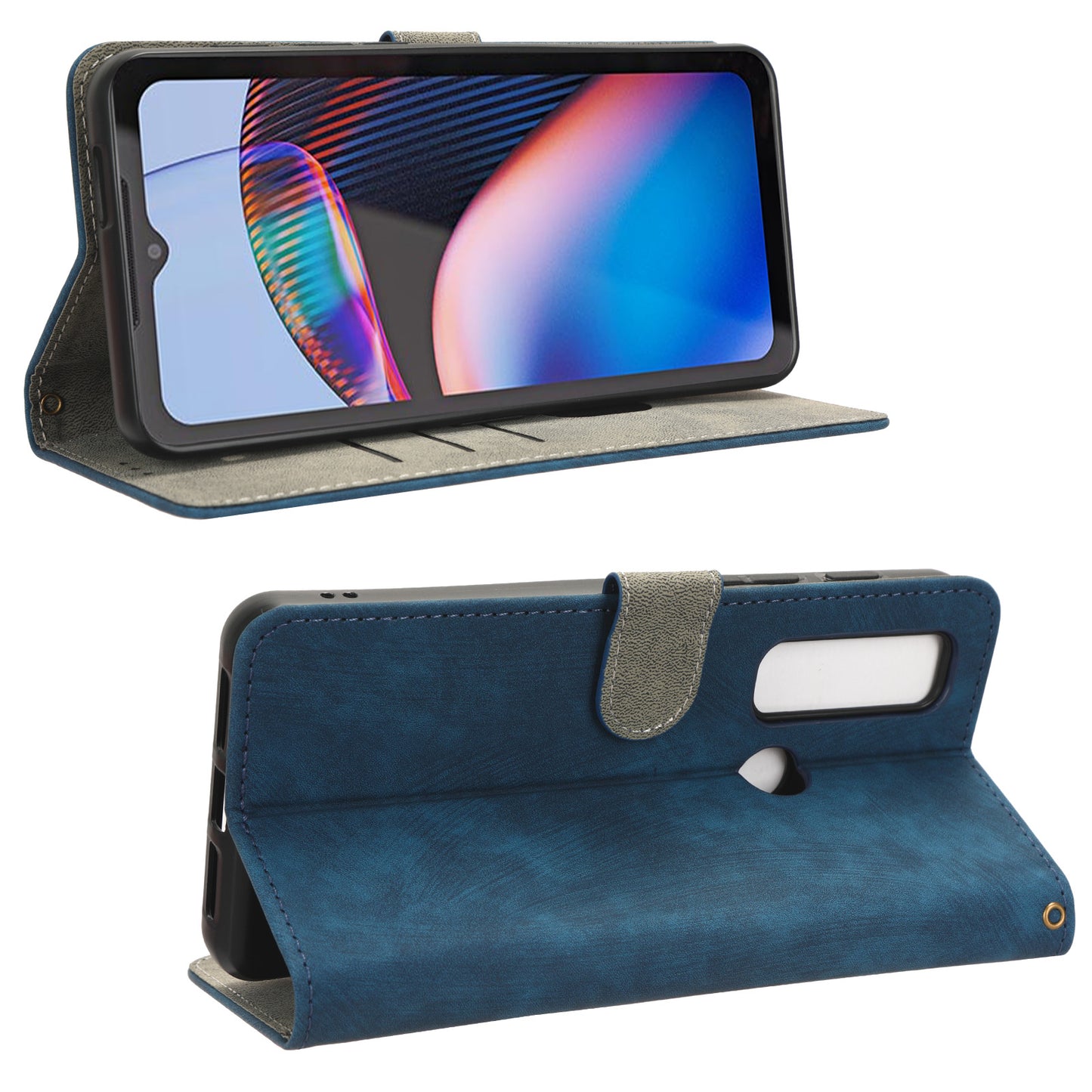 For Motorola Defy 2 5G / Cat S75 5G Phone Wallet Cover PU Leather RFID Blocking Stand Case with Strap