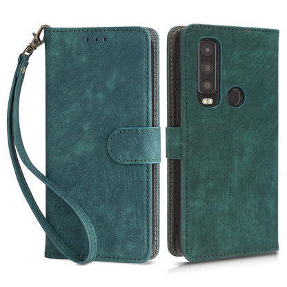 For Motorola Defy 2 5G / Cat S75 5G Phone Wallet Cover PU Leather RFID Blocking Stand Case with Strap
