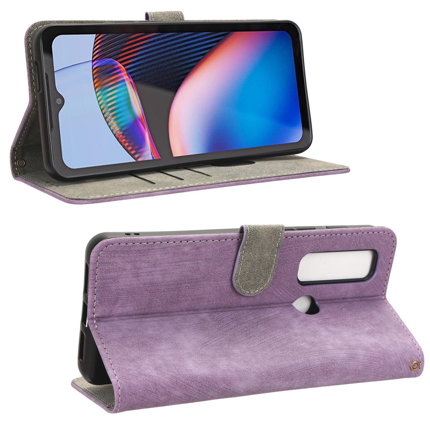 For Motorola Defy 2 5G / Cat S75 5G Phone Wallet Cover PU Leather RFID Blocking Stand Case with Strap