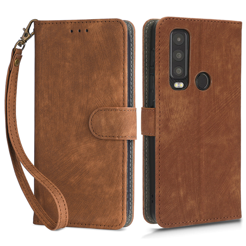 For Motorola Defy 2 5G / Cat S75 5G Phone Wallet Cover PU Leather RFID Blocking Stand Case with Strap