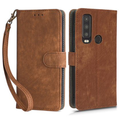 For Motorola Defy 2 5G / Cat S75 5G Phone Wallet Cover PU Leather RFID Blocking Stand Case with Strap