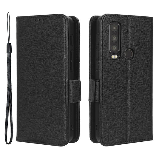 For Motorola Defy 2 5G / Cat S75 5G PU Leather Wallet Case Litchi Texture Flip Stand Phone Cover with Strap