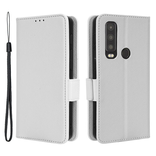 For Motorola Defy 2 5G / Cat S75 5G PU Leather Wallet Case Litchi Texture Flip Stand Phone Cover with Strap